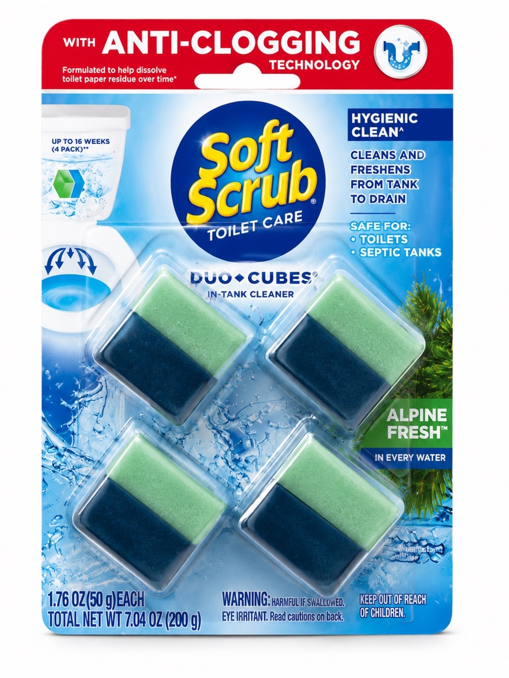 Soft Scrub Alpine Fresh Duo-Cubes In-Tank Toilet Cleaner - Green/Blue